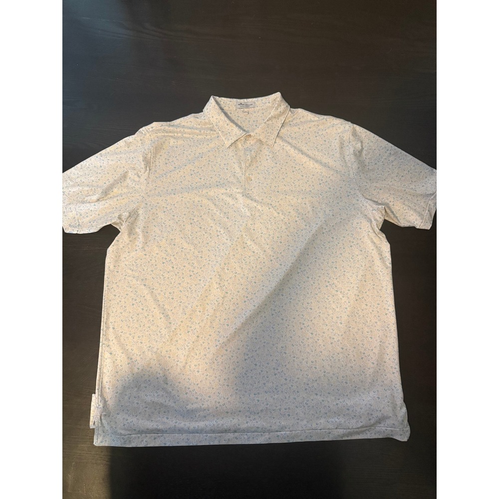 Peter Millar Summer Comfort Mens XXL White All Over Print Golf Polo Shirt